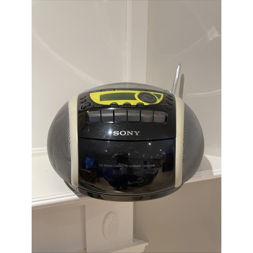 Sony Psyc CFD-E90 CD/Radio/Cassette Mega Bass Boombox Tested Works Green Black